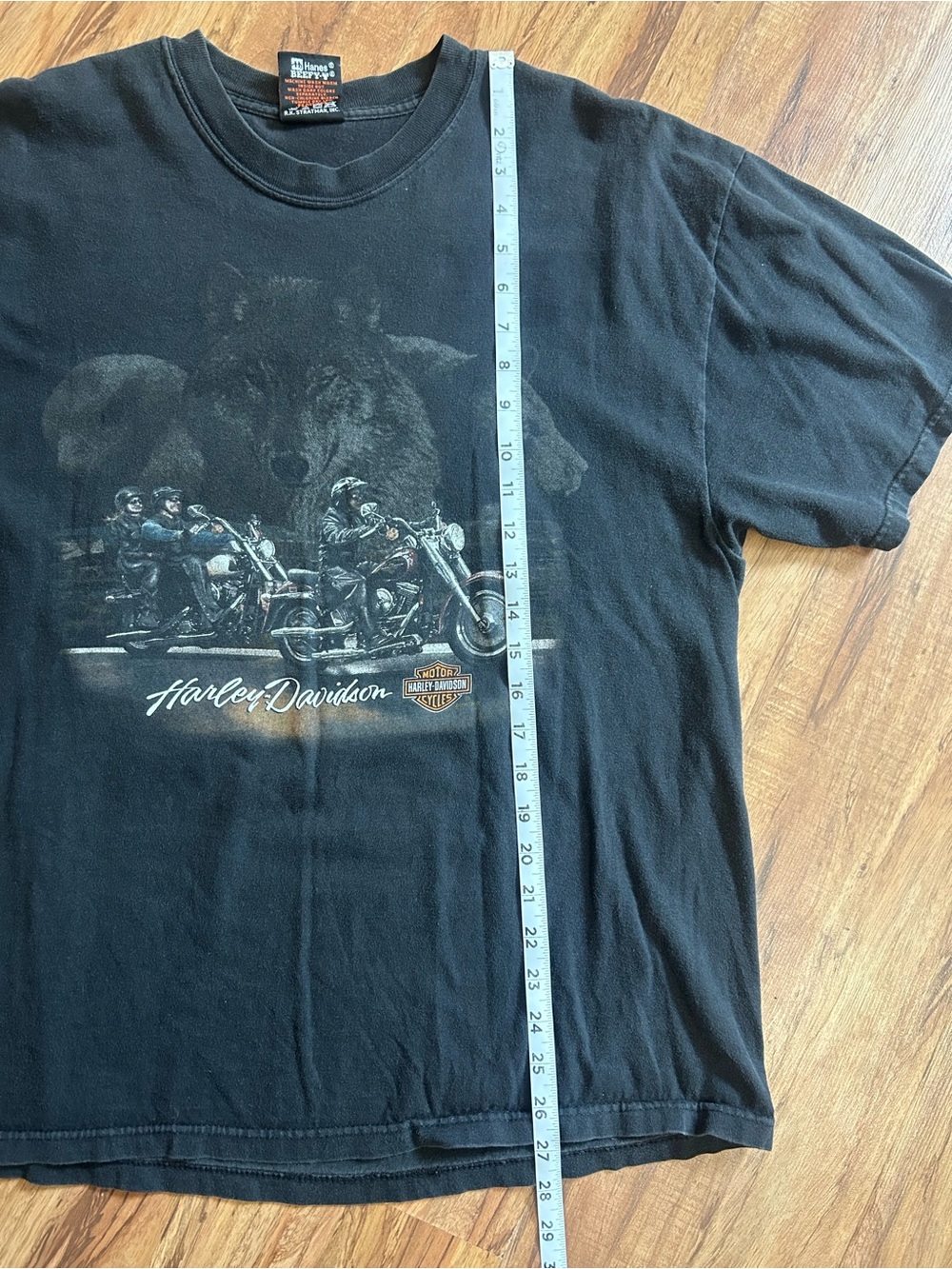 Vintage Harley Davison USA Eagle Wolf Bear Wyoming Tshirt Mens Size XL - Picture 9 of 9